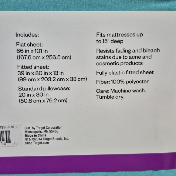 Room Essentials TWIN XL Microfiber Blue Sheet Set - New - Picture 3 of 3